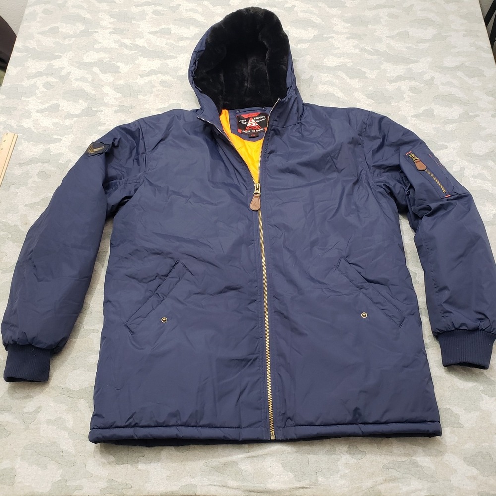 Spire Jacket Mens 2XL Blue Full Zip Hooded Pockets